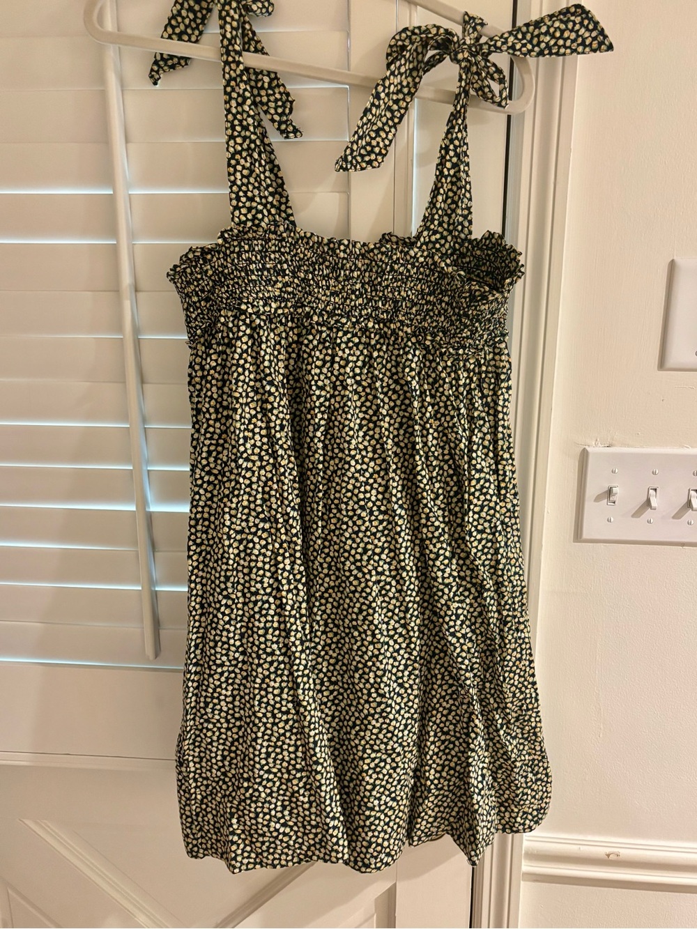 Buru Yellow Rose and Navy Tie Top Shoulder Dress S/M
